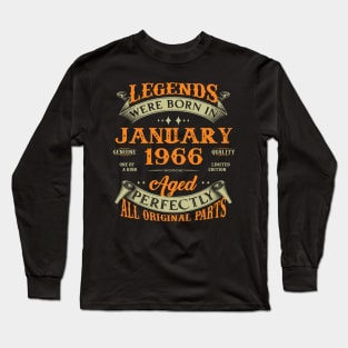 57th Birthday Gift Legends Born In January 1966 57 Years Old Long Sleeve T-Shirt